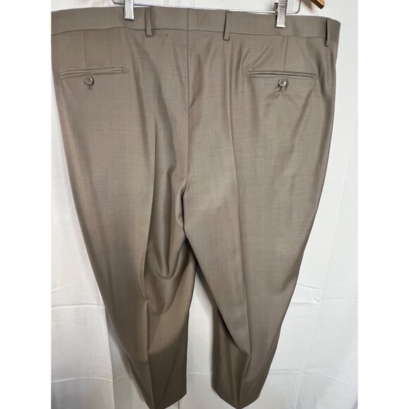 Baroni Couture Men 100% Wool Dress Pants Sand 44L Flat Front Classic Fit Luxury - Picture 6 of 14